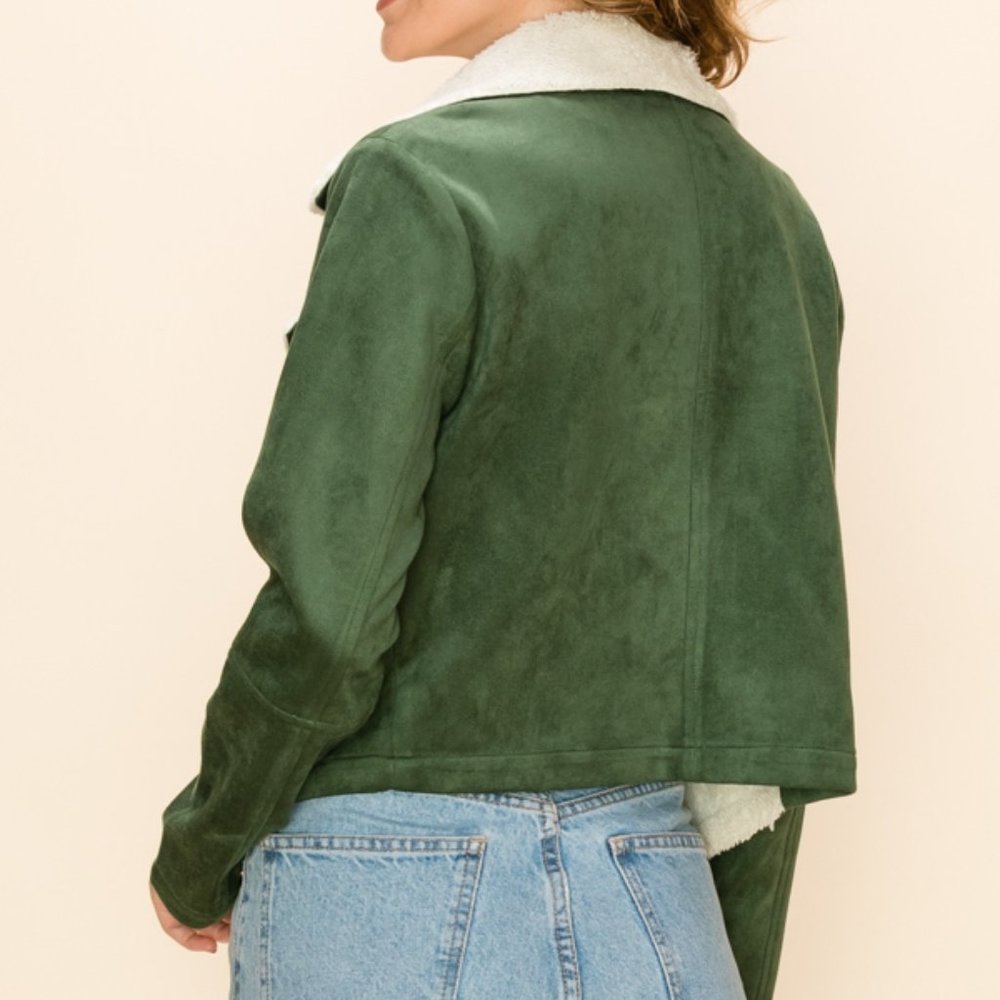 MAUVE Faux Fur Biker Bomber - Picture 5 of 6